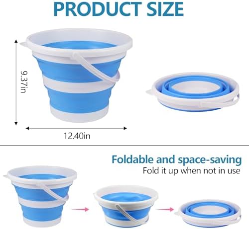 Hovom Car Collapsible Bucket, 10L 2.6 Gallon Foldable Car Wash Bucket, Portable Plastic Automotive Cleaning Buckets Space Saving for Indoor Outdoor Household Garden Camping Fishing (Blue)