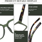 FONHCOO Reading Glasses for Women Men- Blue Light Reading Glasses with Spring Hinge, Anti Glare/Eyestrain Computer Readers