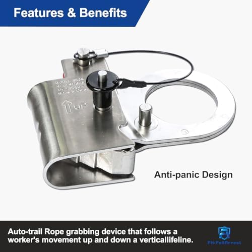 Fall Protection Automatic Energy Absorbing Rope Grab，Used with 5/8” - 3/4” Lifeline Rope, for Construction,Comply to ANSI/OSHA