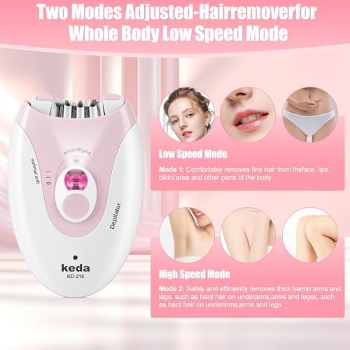 Epilator,2026 Upgraded Epilator for Women Rechargeable Cordless Hair Removal Device with LED Light & Dual Speeds, for Facial, Bikini, Arm, Leg, and Armpit