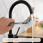 FRCOLOR 2Pcs Dish Scrub Brush with Long Handle Kitchen Cleaning Brush for Pots, Pans & Sink Non-Slip Scrubber with Hanging Hook for Easy Storage