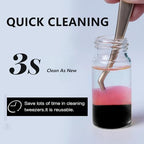 One Bottle Eyelash Extension Tweezers Cleaner- Professional Glue Remover Liquid with Sponge Ball for Salon & Home Use