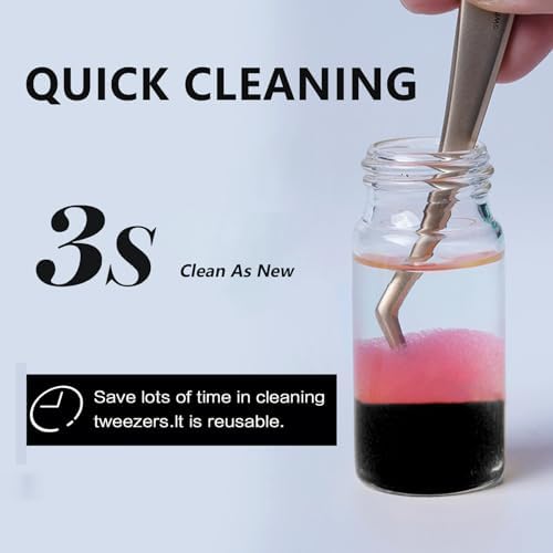 One Bottle Eyelash Extension Tweezers Cleaner- Professional Glue Remover Liquid with Sponge Ball for Salon & Home Use