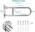 U-Shaped Toilet Grab Bar, Flip-Up Bathroom Safety Rail with Paper Holder, Wall Mounted Anti-Slip Support Handle for Elderly, Disabled & Post-Surgery Assistance (Brushed Nickel, 30 Inch)