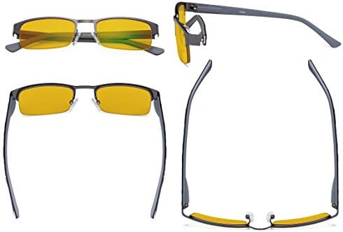 Eyekepper Blue Light Blocking Computer Glasses with Amber Filter Lens - Anti Radiation Anti Glare UV Rays Reduces Eyestrain Half-rim Eyeglasses Men Women Gunmetal/Grey