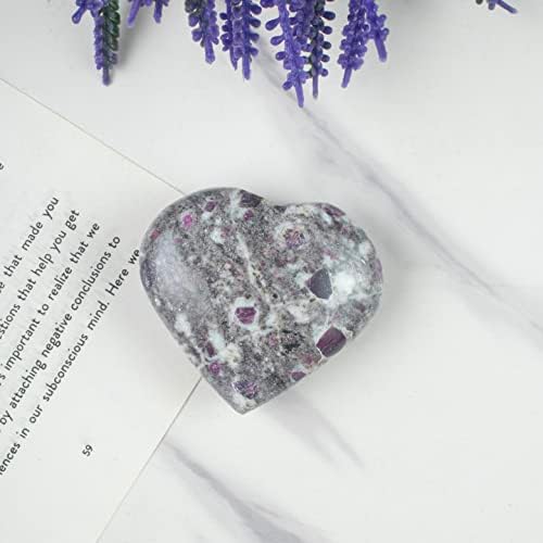 Crocon 50mm Ruby metrix Heart Stone Big Heart Shape Puff Stones Set 450+ Carats Pocket Crystal Healing Tumble Collection Palm Worry Stone Good Luck Charm Meditation Gift Craft Home Decor