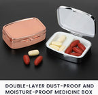 kwmobile 2 Compartment Pill Box - Set of 2X Stainless Steel Travel Box Organizer for Tablets and Prescriptions - Silver/Rose Gold