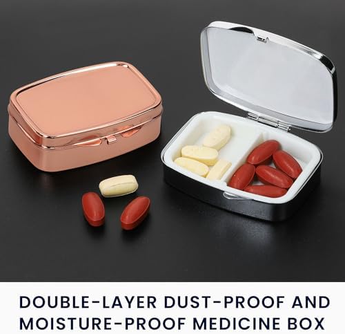 kwmobile 2 Compartment Pill Box - Set of 2X Stainless Steel Travel Box Organizer for Tablets and Prescriptions - Silver/Rose Gold