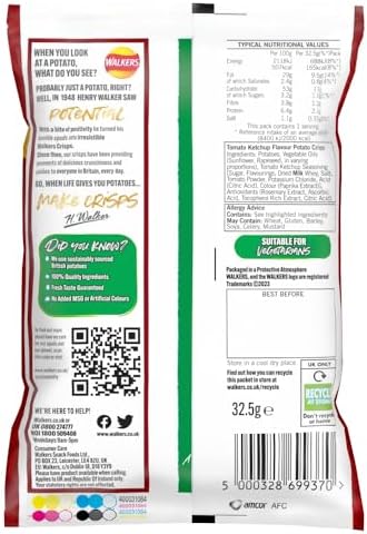 Walkers Tomato Ketchup Crisps Box, 32.5 g (Case of 32)