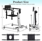 Electric Patient Lift Transfer Chair for Home - Foldable, Electric Transfer Lift Wheelchair for Car, Heavy Duty Transfer Chairs for Seniors, Adjustable Height/Base Width, 275 lbs