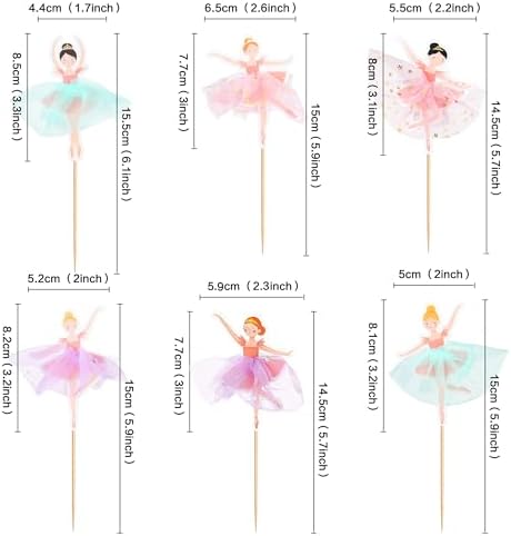 24 Pcs Ballerina Cupcake Toppers – 3D Tutu Dress Ballet Girl Picks for Baby Girl Birthday, Princess Party, Baby Shower, Wedding, Picnic, Muffin & Dessert Decorations (Style 2)
