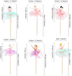 24 Pcs Ballerina Cupcake Toppers – 3D Tutu Dress Ballet Girl Picks for Baby Girl Birthday, Princess Party, Baby Shower, Wedding, Picnic, Muffin & Dessert Decorations (Style 2)