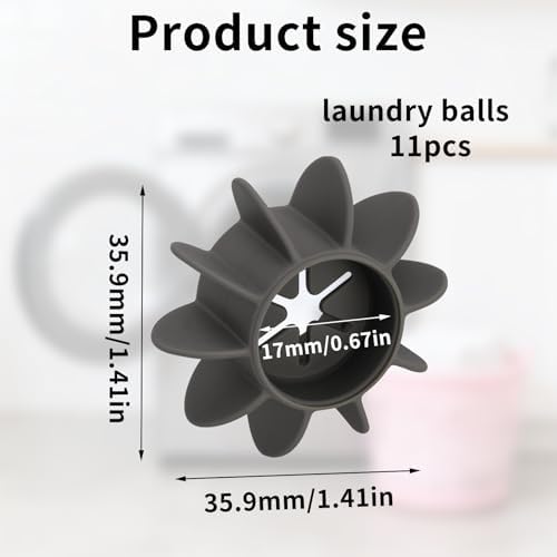 11 Pcs Reusable Laundry Scrubbing Balls for Washer – Tangle-Free Washing Balls, Anti-Tangle Laundry Agitator Balls for Cleaner Clothes, Effective Washing for All Machines, (Grey)