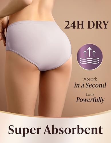 AIRCUTE Washable Adult Urine Incontinence Underwear for Women Leak Proof Absorbent Bladder Protective Panties (Large, 5 Pack)
