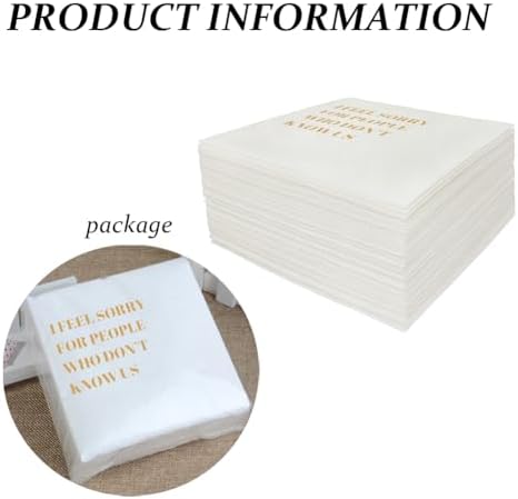 Funny Cocktail Napkins 100Pcs Funny Quotes Saying Disposable Paper Party Napkins 4.5 x 4.5 Two-ply (I Feel Sorry For People Who Don’t Know Us Napkins)