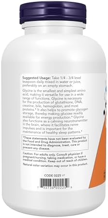 NOW Foods Supplements, Glycine Pure Powder, Promotes Restful Sleep*, Neurotransmitter Support*, 1-Pound
