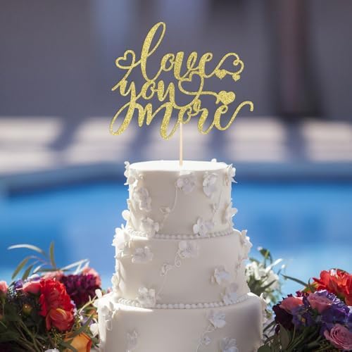 Love You More Cake Topper - Wedding Cake Topper Decoration,Wedding Shower Decoration/wedding Cake For Photo Booth Props/Anniversary Party Decoration Supplies