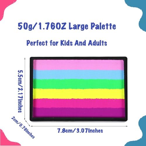 50g Rainbow Face Paint Professional Split Cake Palette Water Based Eyeliner Graphic Hydra Liner Body Painting Makeup Palette,Non-Toxic & Washable Suit for Halloween Christmas Easter