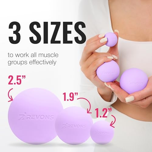 3 in 1 Massage Ball Set - Lacrosse Balls for Myofascial Release, Back Pain Relief, Face Fitness, Trigger Points, Yoga, Physical Therapy, Muscle Recovery and Soft Deep Tissue Massage (Purple)