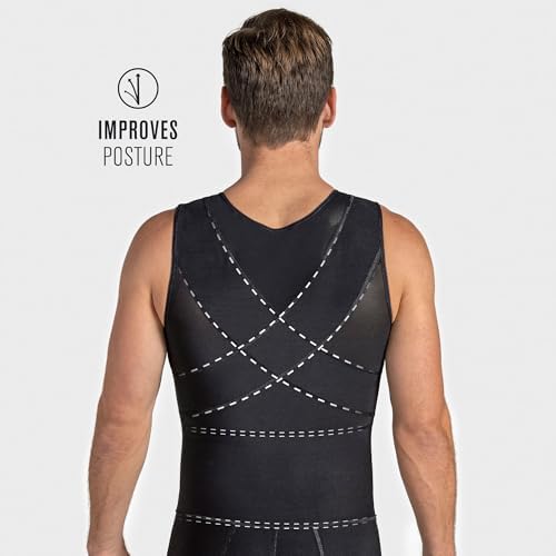 LEO Tummy Control Body Shaper for Men with Back Support - Post-Surgical Bodysuit Mens Girdle Shapewear