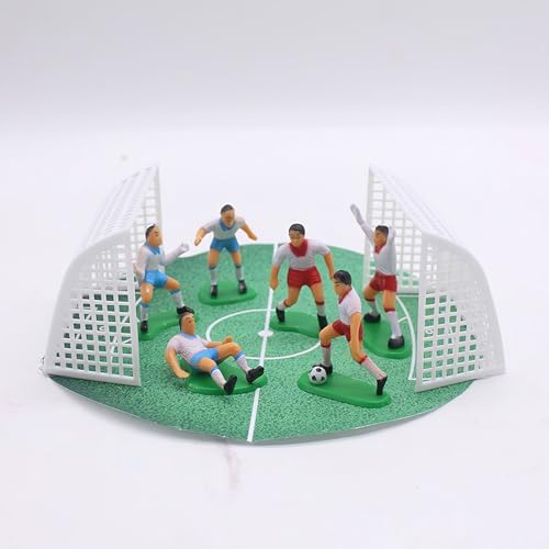 Soccer Cake Decoration Set: Football Theme Miniature Figures with Goal & Players for Birthday Cake Topper, Cupcake Decorations And Landscape Diorama