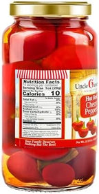 Uncle Giuseppe’s Hot Red Cherry Peppers – 32 fl oz Jar – Pickled in Vinegar, Italian-Style, Bold & Spicy Flavor (Pack of 1)