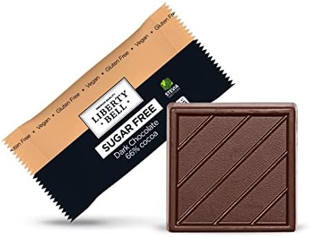 Zero Sugar Dark Chocolate Squares 66% Cocoa, Vegan, Gluten-Free, Stevia Sweetened Candy Bars, 45 Count