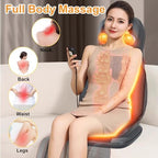 Lvrunben Shiatsu Back Massager with Heat, 3D Kneading Massage Chair Pad, Electric Massage Seat Cushion for Body, Neck,Shoulder, with Movable Multi-Function Leg and Foot Massager, for 62-69 inches