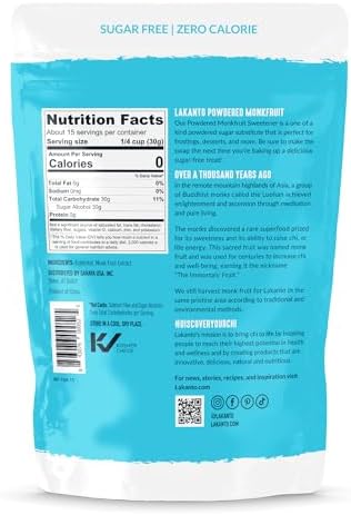 Lakanto Powdered Monk Fruit Sweetener With Erythritol, Powdered Sugar Substitute Sweetener For Baking & Cooking Waffles, Donuts, Cookies & More, Keto, Low Calorie, Low Carb, Vegan, Gluten Free, 1 Lb