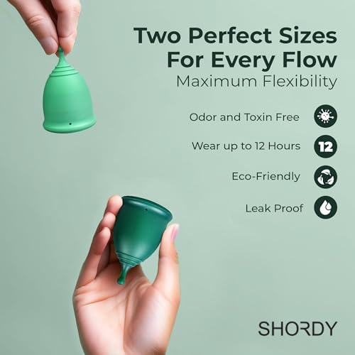 SHORDY Menstrual Cups Set with Applicator & Lube – Reusable Period Cups (Small & Large) for Beginners & Experienced Users – 12-Hour Protection, Feminine Care Kit, Alternative to Disc, Tampons & Pads