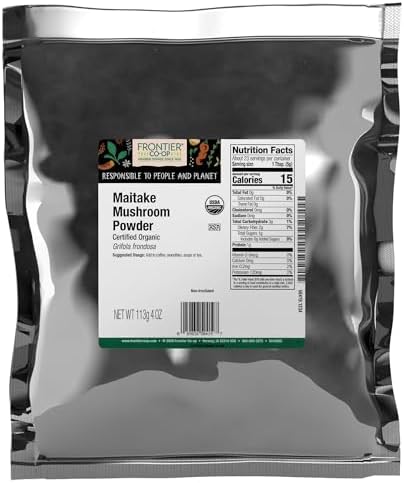 Frontier Co-op Organic Maitake Mushroom Powder, 1/4 lb Bag - Earthy, Savory Flavor for Smoothies, Soups, Coffee, Tea