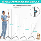 IV Poles,45to 83In IV Stand Floor with 4 IV Bag Holder Stand Portable Telescopic Stabilizing Tripod Stainless Steels Pipe Extension Pole IV Influsion Pole Lightweight Strudy (45-83in)