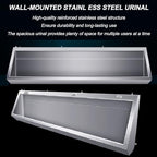 Wall-Mounted Men's Flushing Urinal, 304 Stainless Steel Urinal Trough with Drain Pipe, 100CM/150CM Commercial Urinal Adult Urinal Large Outdoor Toilet, for Schools/Constr,Without Sensor-100CM