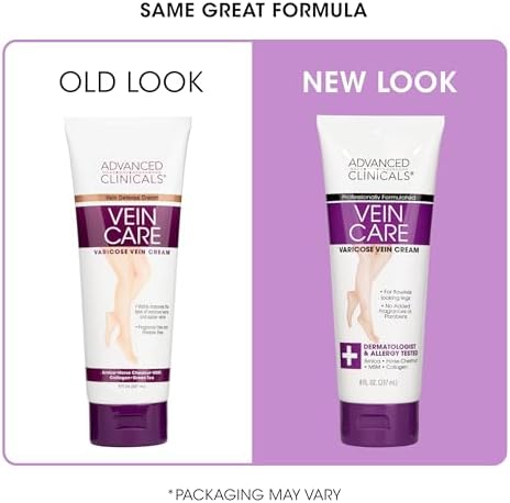 Advanced Clinicals Varicose Veins Cream For Legs | Spider Vein & Varicose Vein Cream | Vitamin K Cream | Arnica Cream, 8 Fl Oz