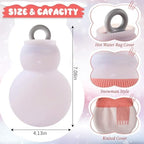 Amylove 2 Pcs 320 ml Mini Hot Water Bottle with Removable Knitted Cover, Winter Snowman Small Hot Water Bag Microwave Heating Soft Silicone Leak Proof for Pain Relief Women Valentine's Day Gifts