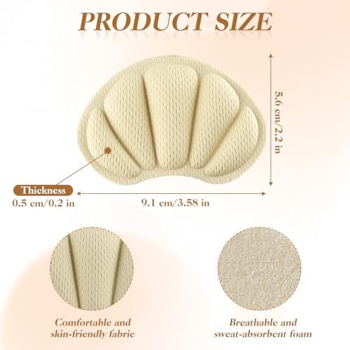 8 Pcs Back of Heel Cushion Inserts, Soft Heel Pads for Shoes, Adhesive Heel Guards Liners for Loose Shoes Too Big Boots, Heel Grips Inserts for Women Men Improve Shoe Fit