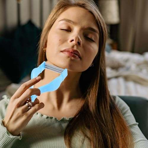 FOMIYES Face Hair Remover Spring Manual Epilator for Women Men, Stainless Steel Spring Hair Remover Threading Tool for Facial, Chin, Upper Lip, Mustache Blue