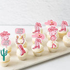 56 PCS Edible Cowgirl Cupcake Toppers HorseShoe Cactus Hat and Boot Cupcake Picks Edible Disco Ball Cup Rodeo Cake Decorations for Western Cowgirl Theme Birthday Party Cake Food Decorations Supplies