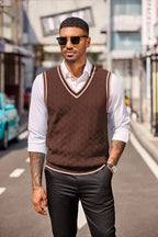 COOFANDY Sweater Vest for Men Regular Fit V Neck Sleeveless Knitted Pullovers Sweater
