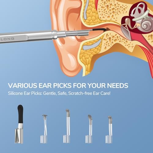 Teslong Digital Otoscope with Light, 1080p HD Ear Camera with Ear Wax Removal Tools, Video Ear Scope Otoscope with Light, Compatible with iPhone15, iPad, Android Phone, USB, Ear Picks, Waterproof
