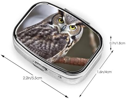Square Round Pill Case Eastern owl Pill Box Daily 2 Compartment Travel Pill Container for Pocket Purse Portable Medicine Cod Liver Oil Storage Box 2 Times a Day Pill Organizer