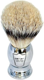 Parker 100% SILVERTIP Badger Shaving Brush – Chrome Handle & Stand – Premium 3-Band Badger Bristles for Smooth, Luxurious Lather
