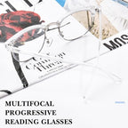 Progressive Multifocal Reading Glasses for Women Men Square Blue Light Blocking Classic Half Frame Computer Readers