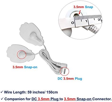 4 Count TENS Wires 3.5mm Plug TENS to 3.5mm Snap Electrode Wires for TENS Unit Electrodes Lead Wires for TENS (Please Check Plug Size – 3.5mm Plug Only)