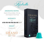 Grano Milano Ristretto - 50 Espresso Pods Compatible with Nespresso Original line, Medium Roast - Intensity 10/12, Espresso Coffee Capsules Made in Italy
