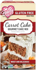 XO Baking Co. Gluten Free Carrot Cake Gourmet Cake Mix; Contains Real Carrots; Non-GMO; Kosher; Rice Free; Soy Free; Dairy Free; Peanut Free; No Preservatives; No Artificial Flavors or Colors, 20oz