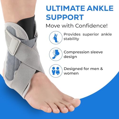 Adjustable Ankle Brace for Men & Women – Support for Sprained Ankle, Mild Sprains, Achilles & Sports | Lightweight Ankle Stabilizer for Injury Recovery & Active Lifestyles