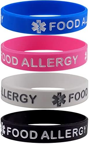 Food Allergy Children's Medical Alert ID Bracelets Child Size (7 inches) 4 Pack