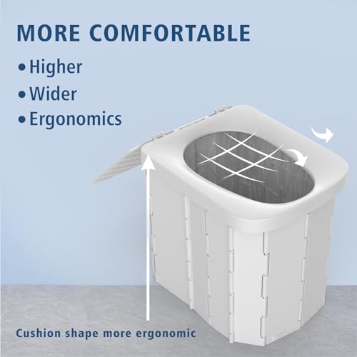 Portable Camping Toilet for Adults XL Portable Folding Toilet with Lid,Travel Portable Potty for Adults,Porta Potty Car Toilet, Grey