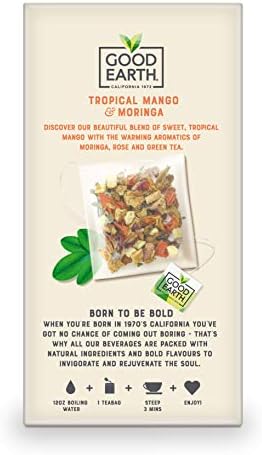 Good Earth Sensorial Blends Tropical Moringa & Mango Herbal Tea, 15Count